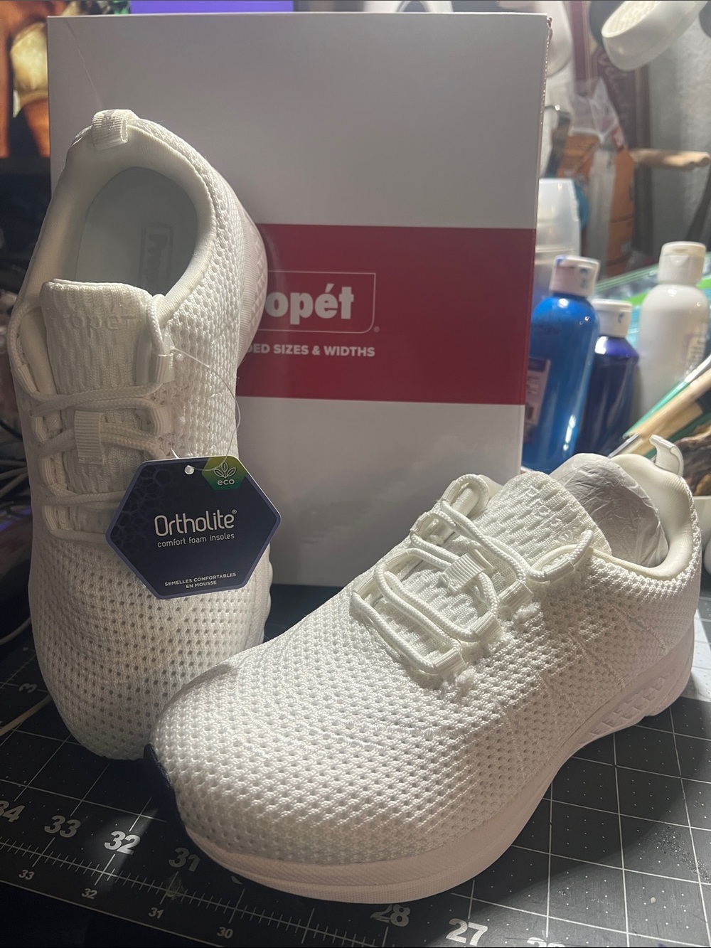 Propet Women's All-White Knit Walking Sneakers